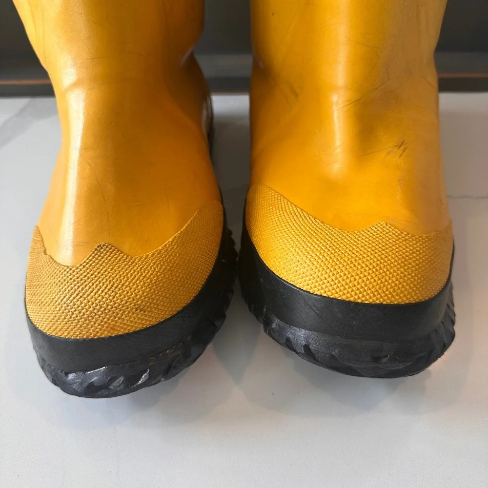 Lynx Rain Boots Mens Yellow Good Vintage Rubber High Calf Waterproof Lug Sole